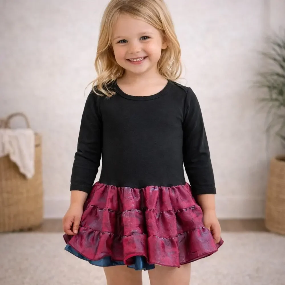 Moonlight Kids Black Maroon Teal Tutu Dress 12 to 18 Months
